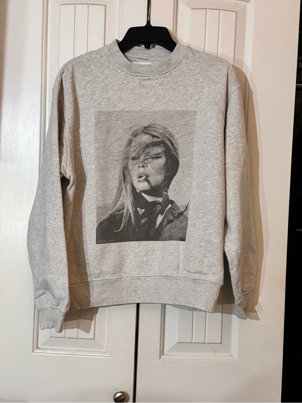 Anine Bing Light Gray Graphic Crewneck Sweatshirt small in excellent condition - Picture 2 of 6